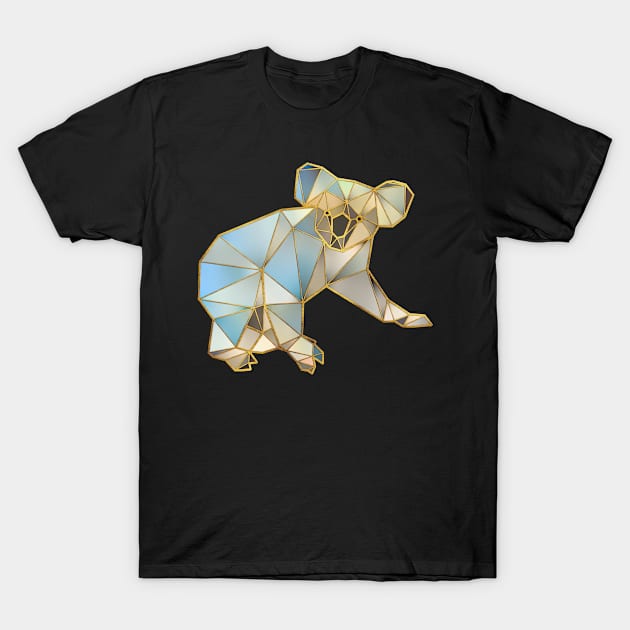 Koala Geometric Gold Lines 4 T-Shirt by HappyGiftArt